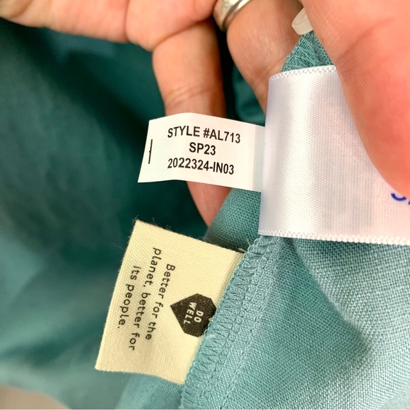 NEW Madewell Alexandra V-Neck Button Front Linen Blend Mini Dress Size L Teal - Picture 10 of 10